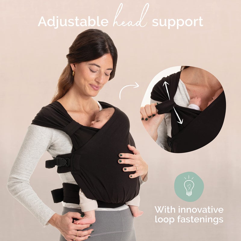 Boba Bliss Pre-Wrapped Baby Carrier with Buckle - Newborn to 7-35 lbs Light, Breathable & Easy to Adjust Hybrid Infant Sling & Toddler Carrier - Certified Hip-Healthy for 0-18 Months - Black - Image 4